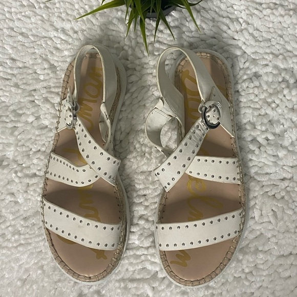 Sam Edelman Janette Sandals, White Leather and Silver, 9.5 - Picture 9 of 12